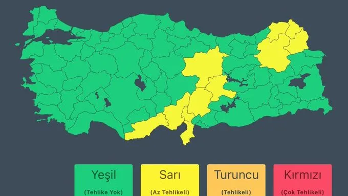 11 il için “Sarı Uyarı” verildi